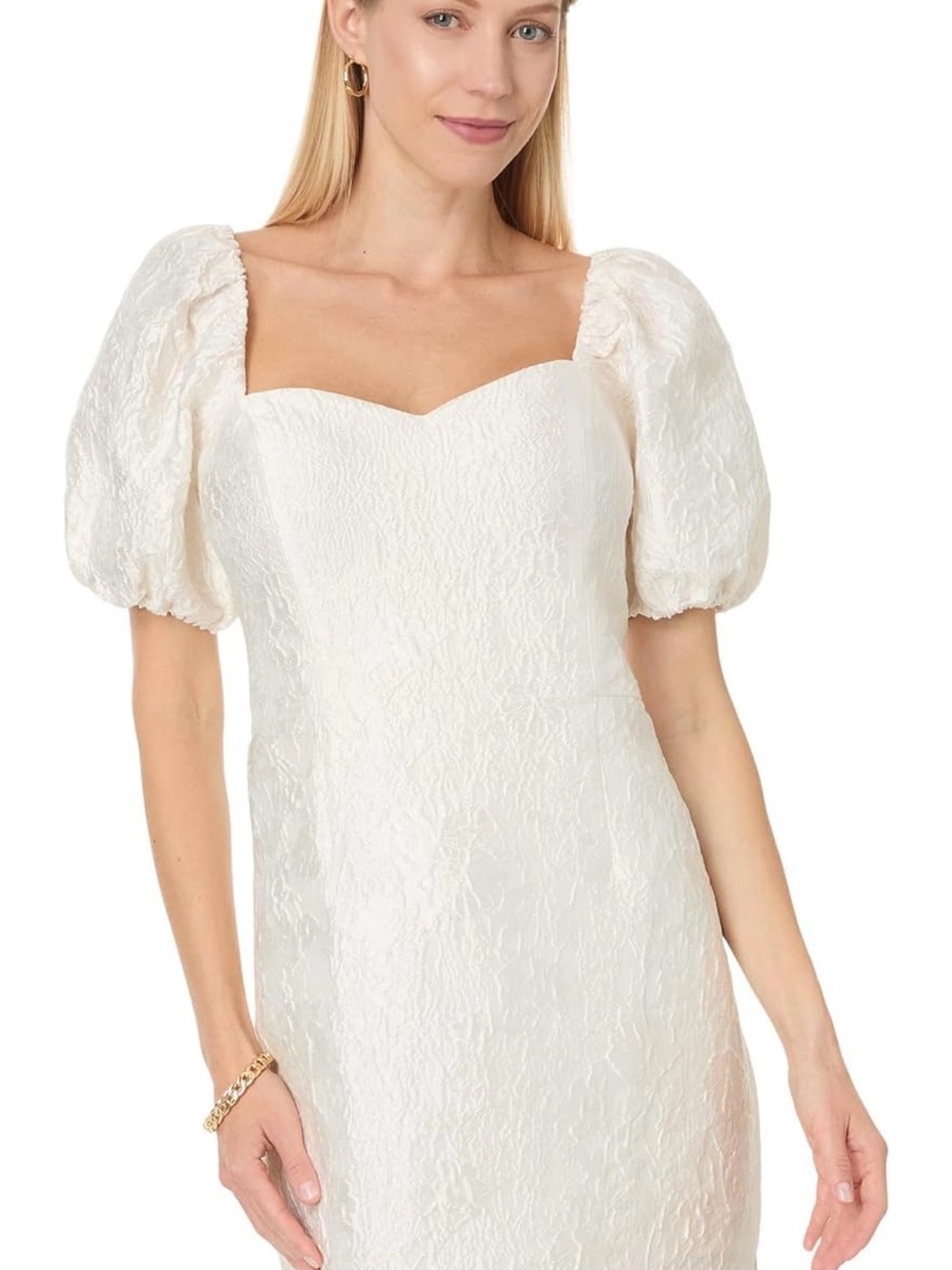 Lilly Pulitzer Morena Ivory Puff-Sleeve Sweetheart Romper